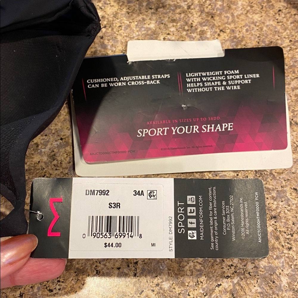 Maidenform Sport Sports Bra Convertible Low Impact 34A Black Blue - Picture 4 of 16